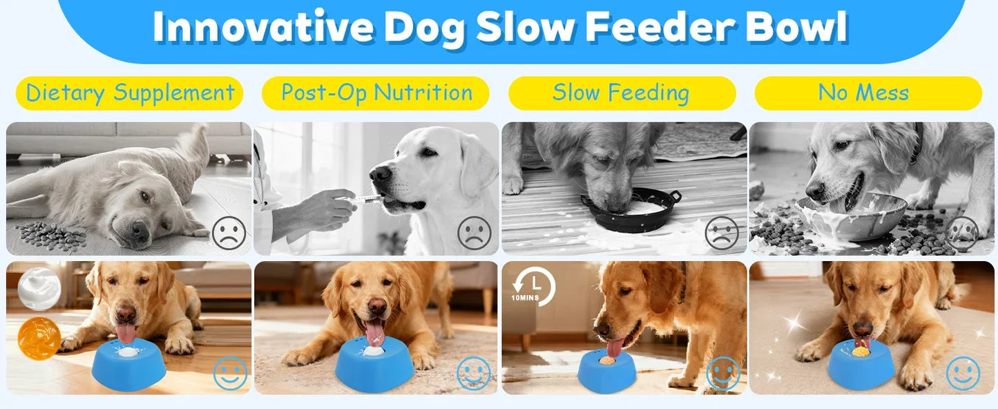 Slow Feeder Dog Bowl – Non-Slip Lick Bowl for Yogurt, Broth & Treats
